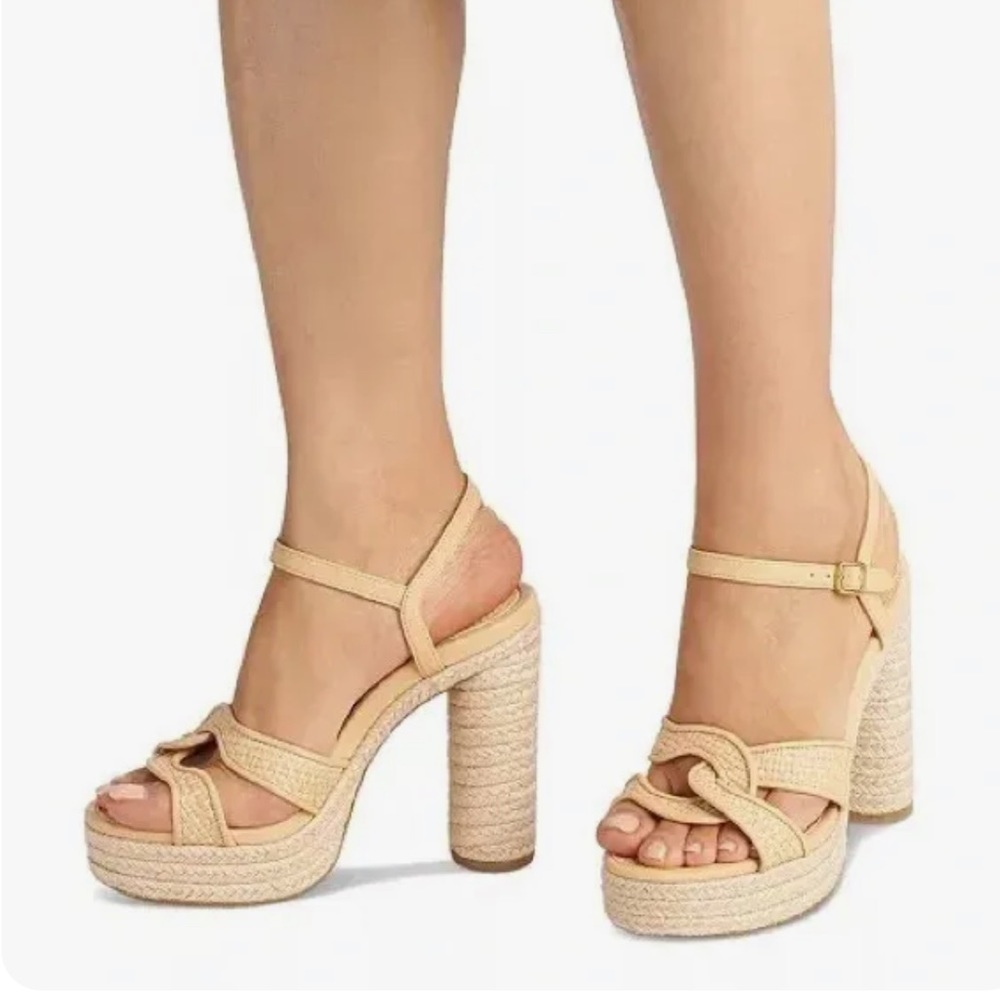 Coach TALINA STRAW - Platform sandals - natural/beige  size 8